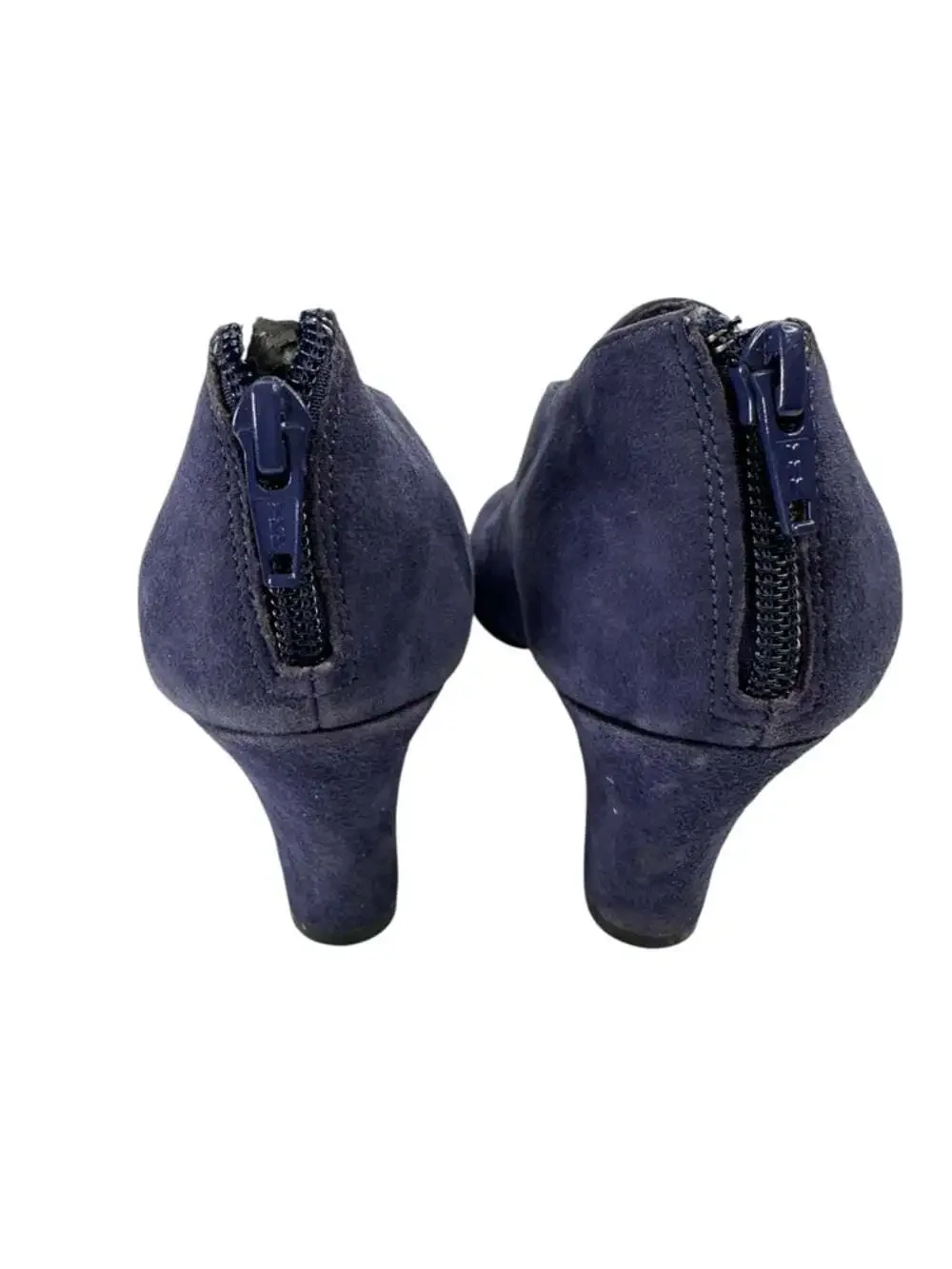 Aerosoles Navy Suede Shooties Cutout Back Zip Block Heel Comfort Womens 6.5